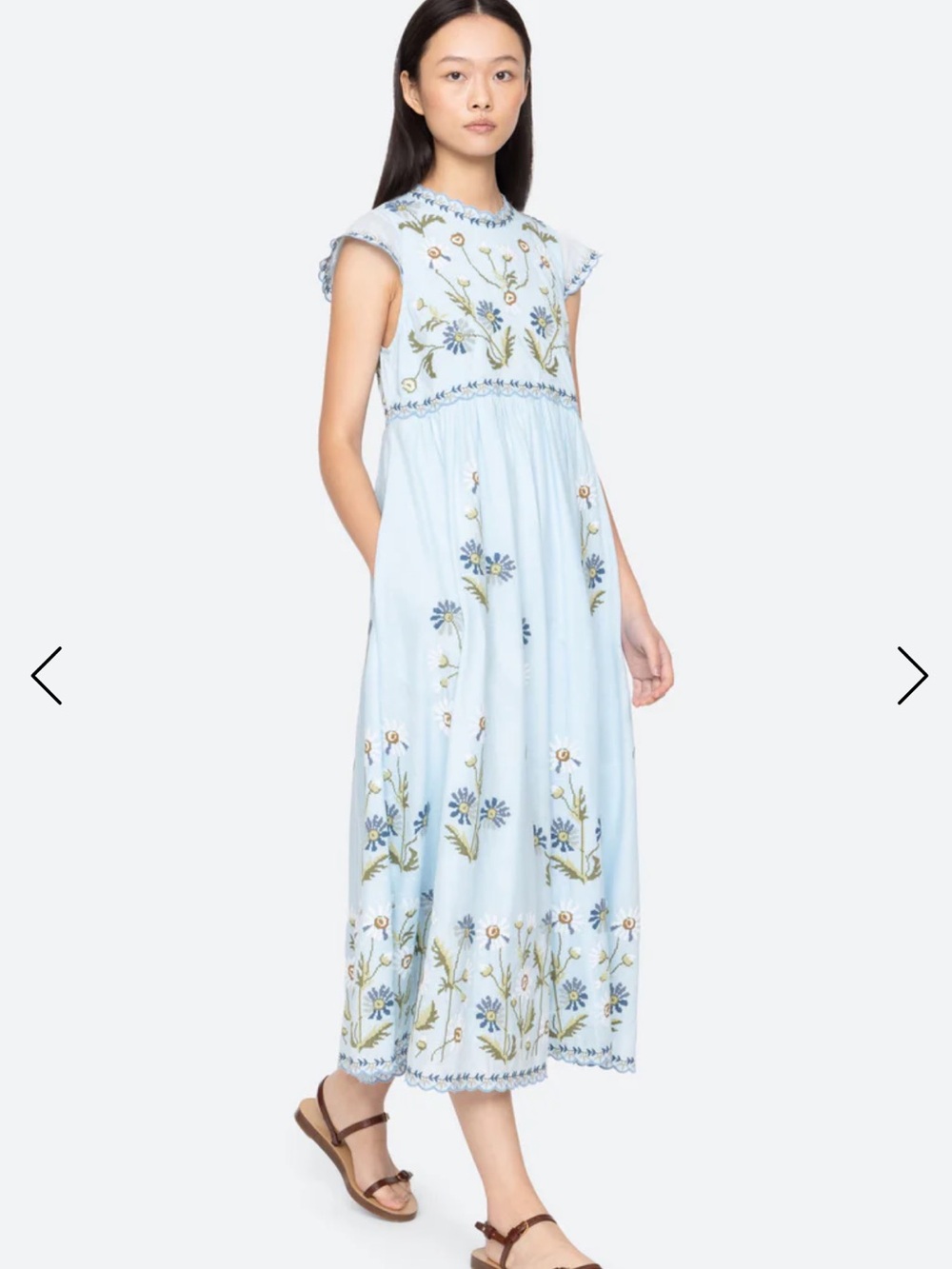 SEA NEW YORK Audra Dress Light Blue Floral Embroidered Midi Dress,S - Picture 10 of 10